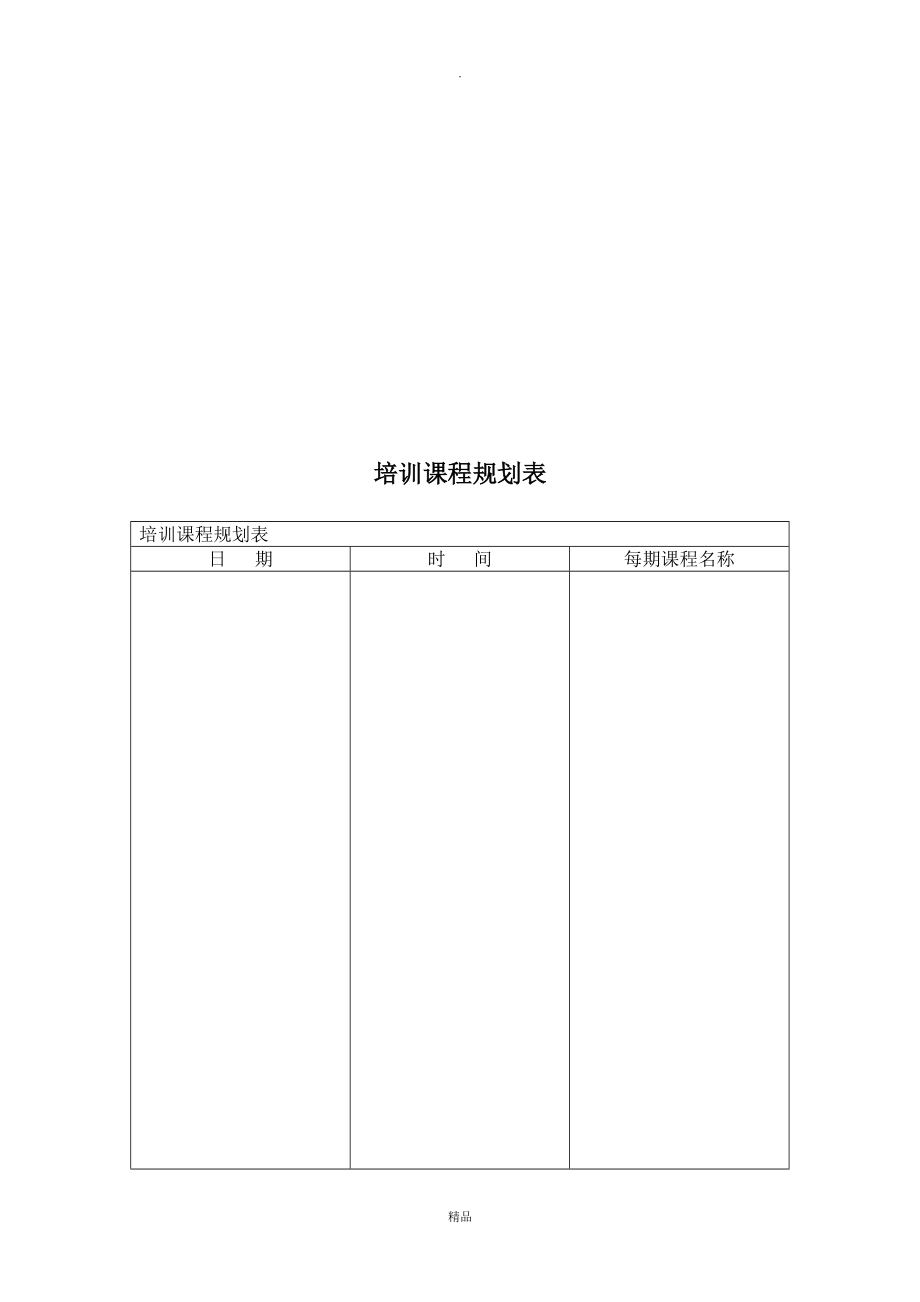 【管理精品】培训课程规划表.doc_第1页