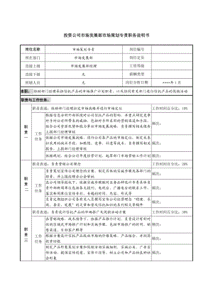 投资公司市场发展部市场策划专责职务说明书.docx