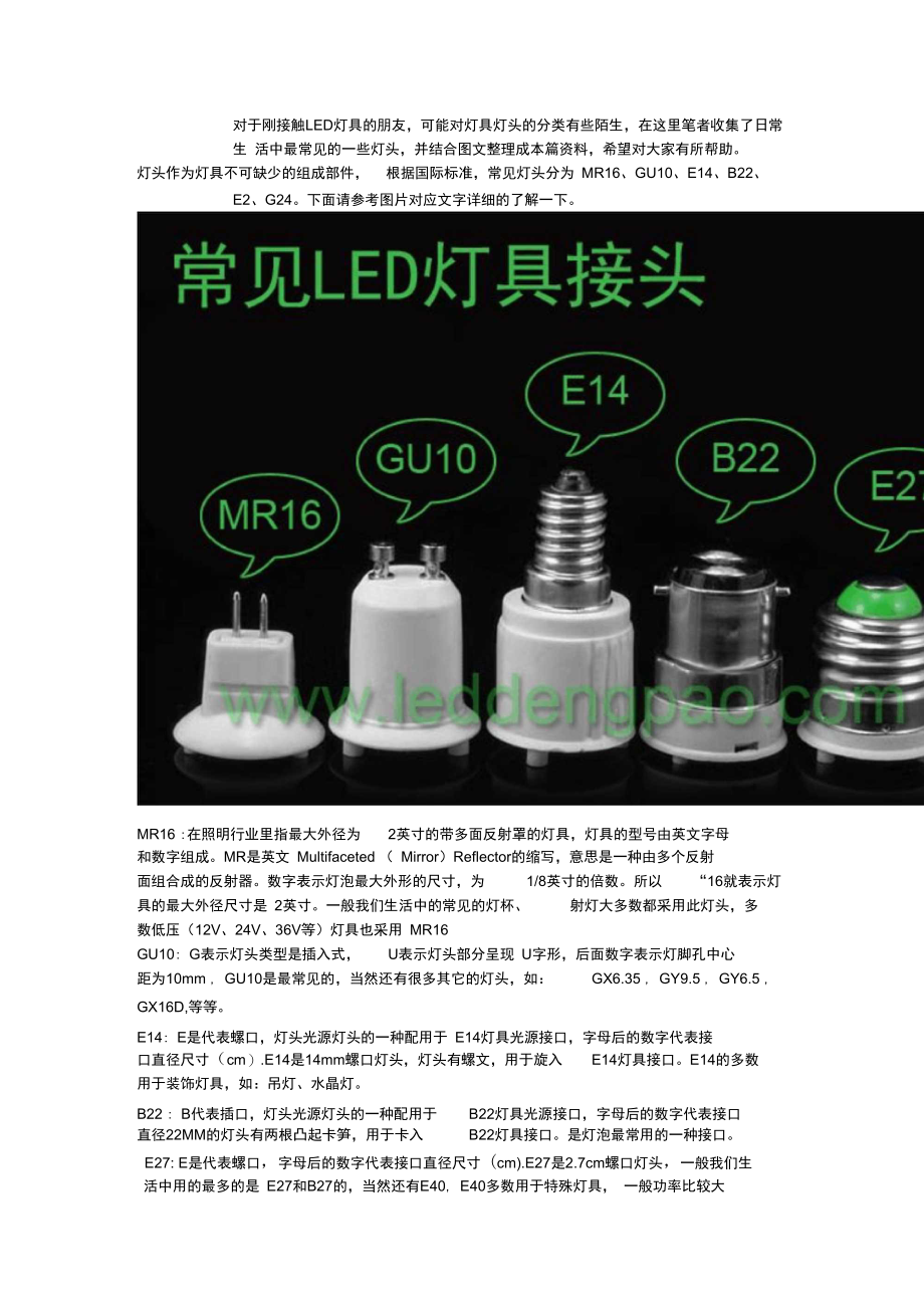 常见灯具灯头MR16、GU10、E14、B22、E2、G24(图文详解).docx_第1页