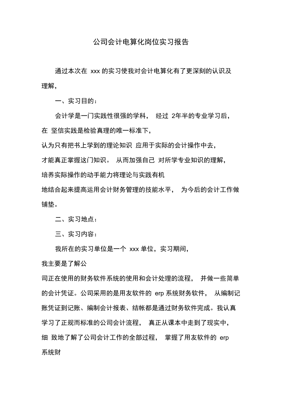 公司会计电算化岗位实习报告.doc_第1页