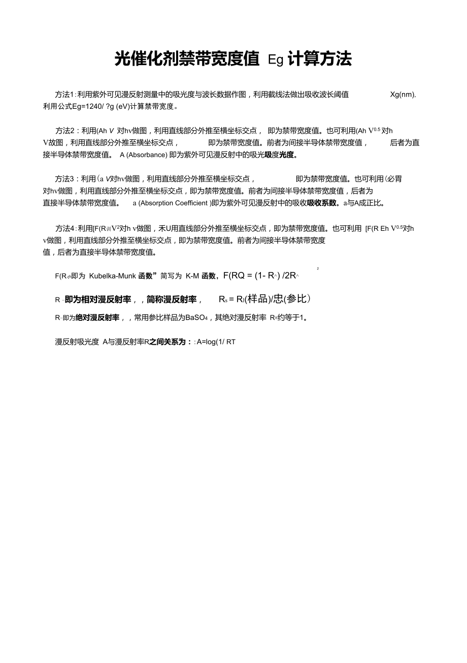 光催化剂禁带宽度值Eg计算方法.doc_第1页