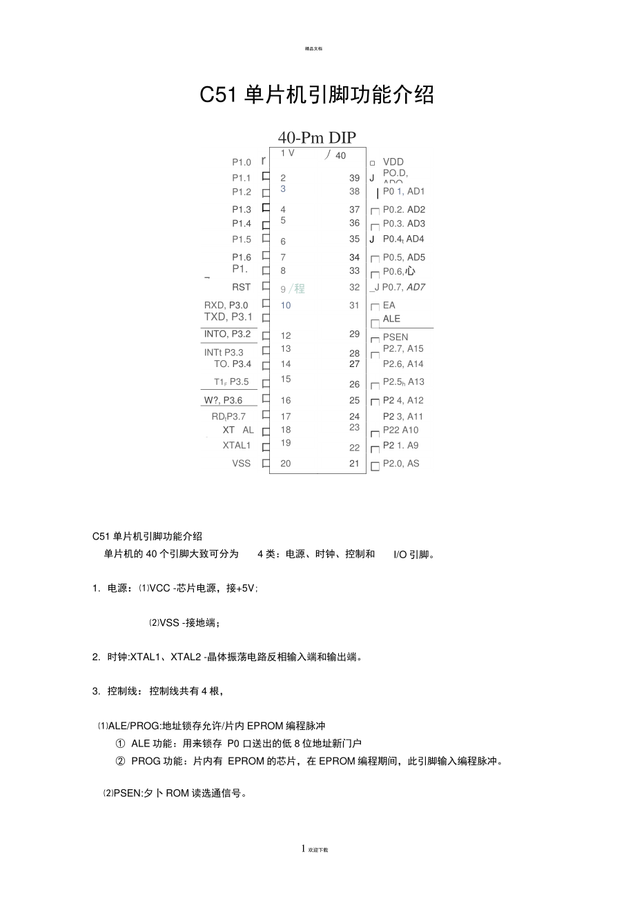 STC89C51单片机引脚功能介绍.doc_第1页