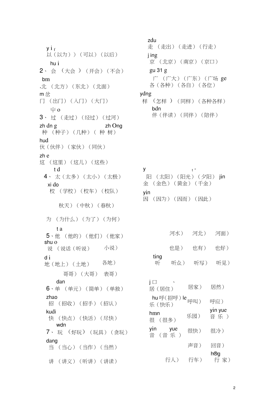 一年下册语文生字组词.doc_第2页