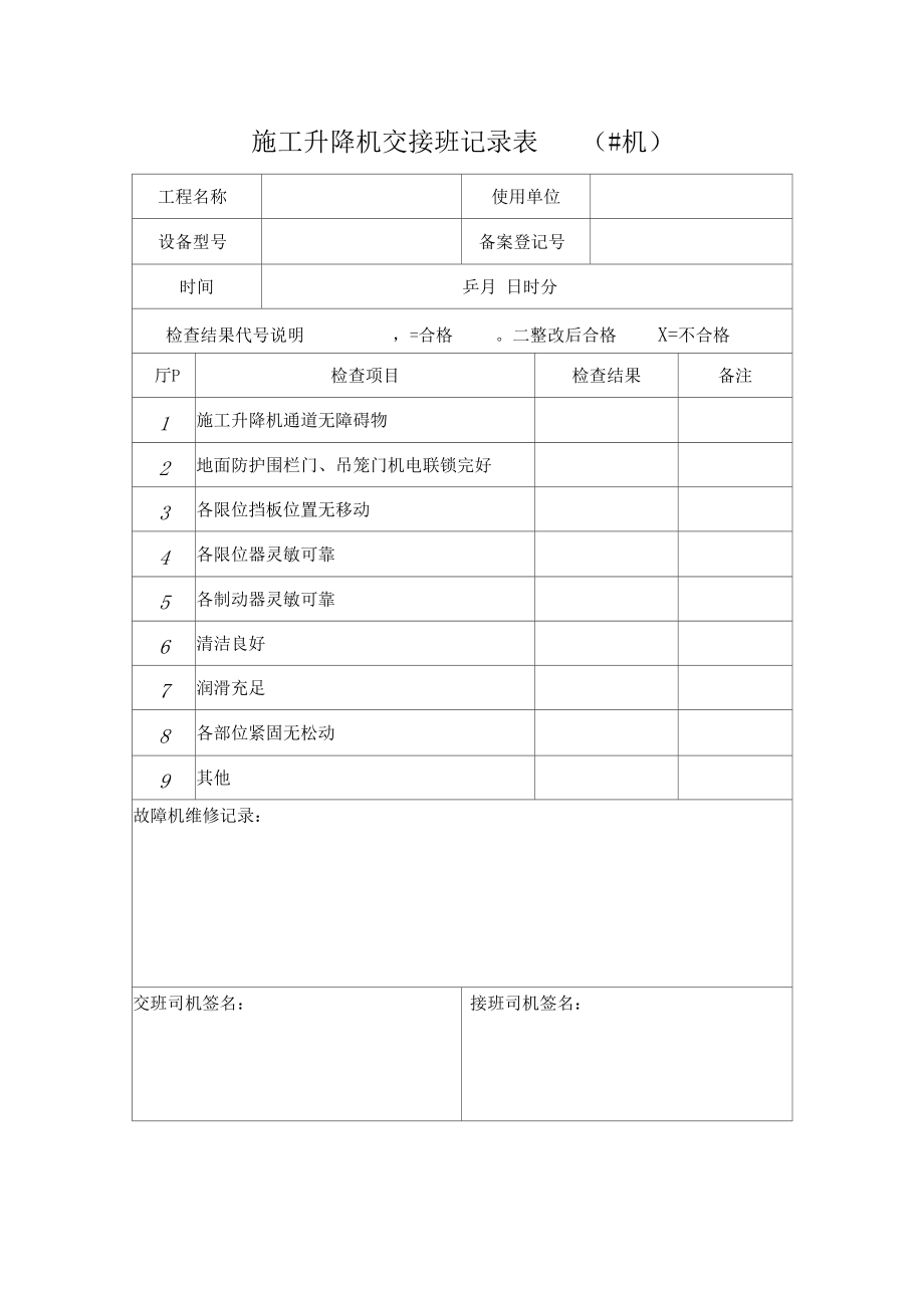 施工升降机交接班记录表.docx_第1页