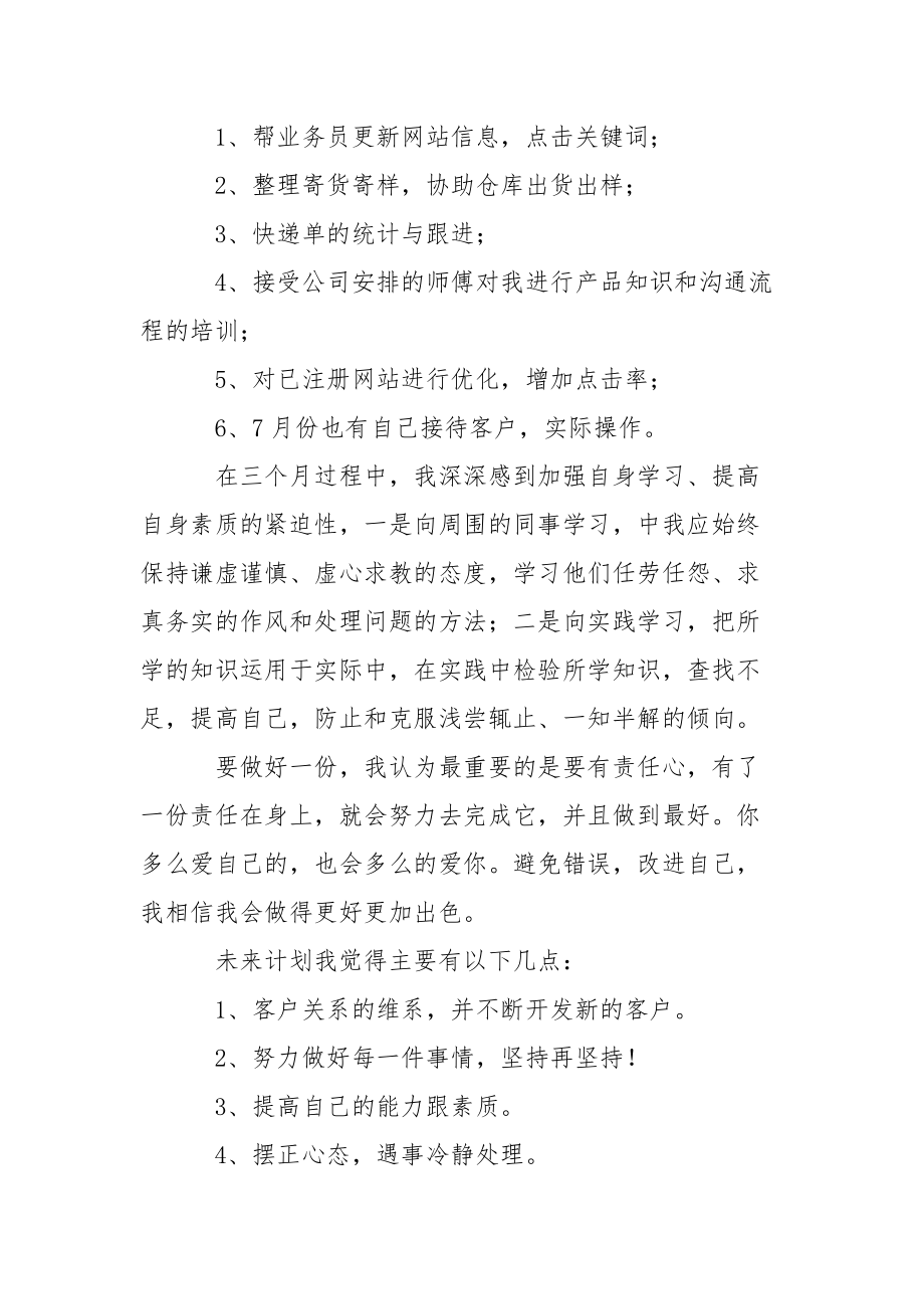 销售助理试用期转正工作总结三篇.docx_第2页