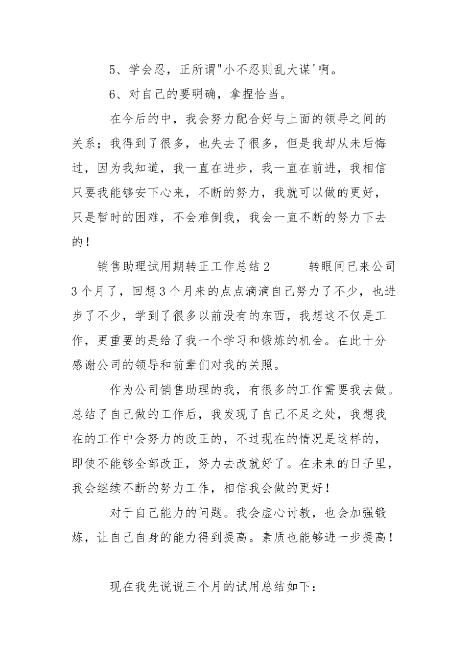 销售助理试用期转正工作总结三篇.docx_第3页