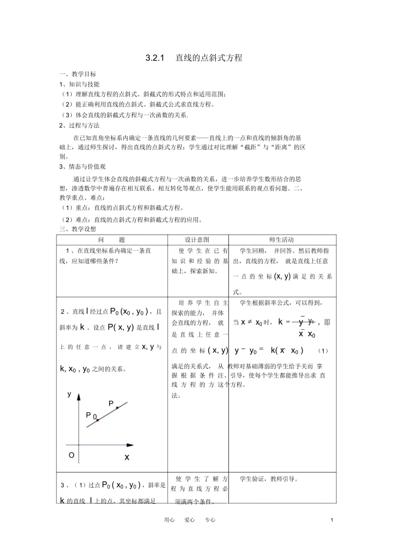 高中数学《直线的点斜式方程》教案3新人教A版必修2.docx_第1页