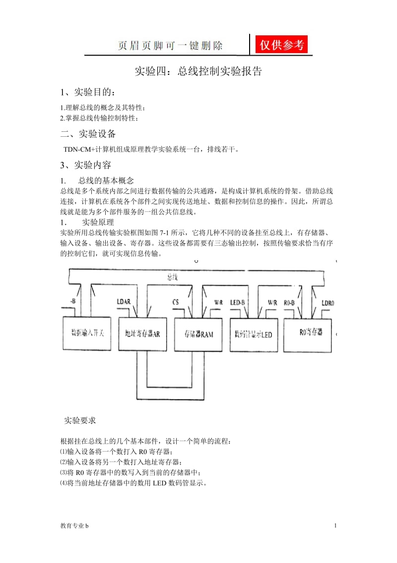 总线控制实验报告[骄阳教育].doc_第1页