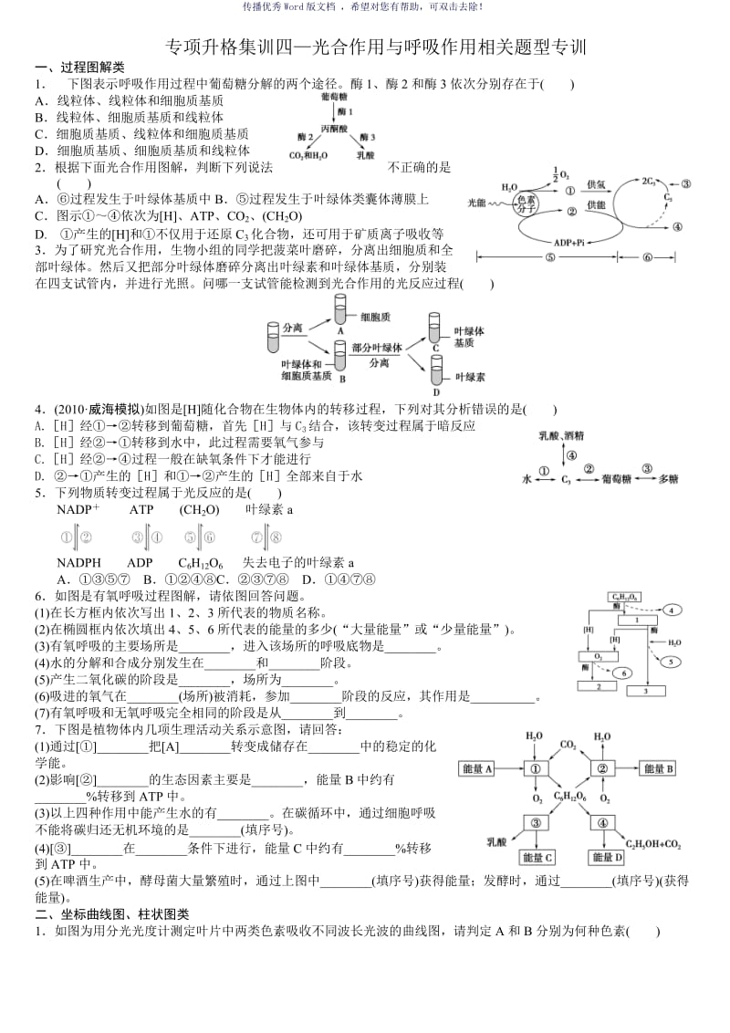 光合作用与呼吸作用相关题型专训Word版.doc_第1页