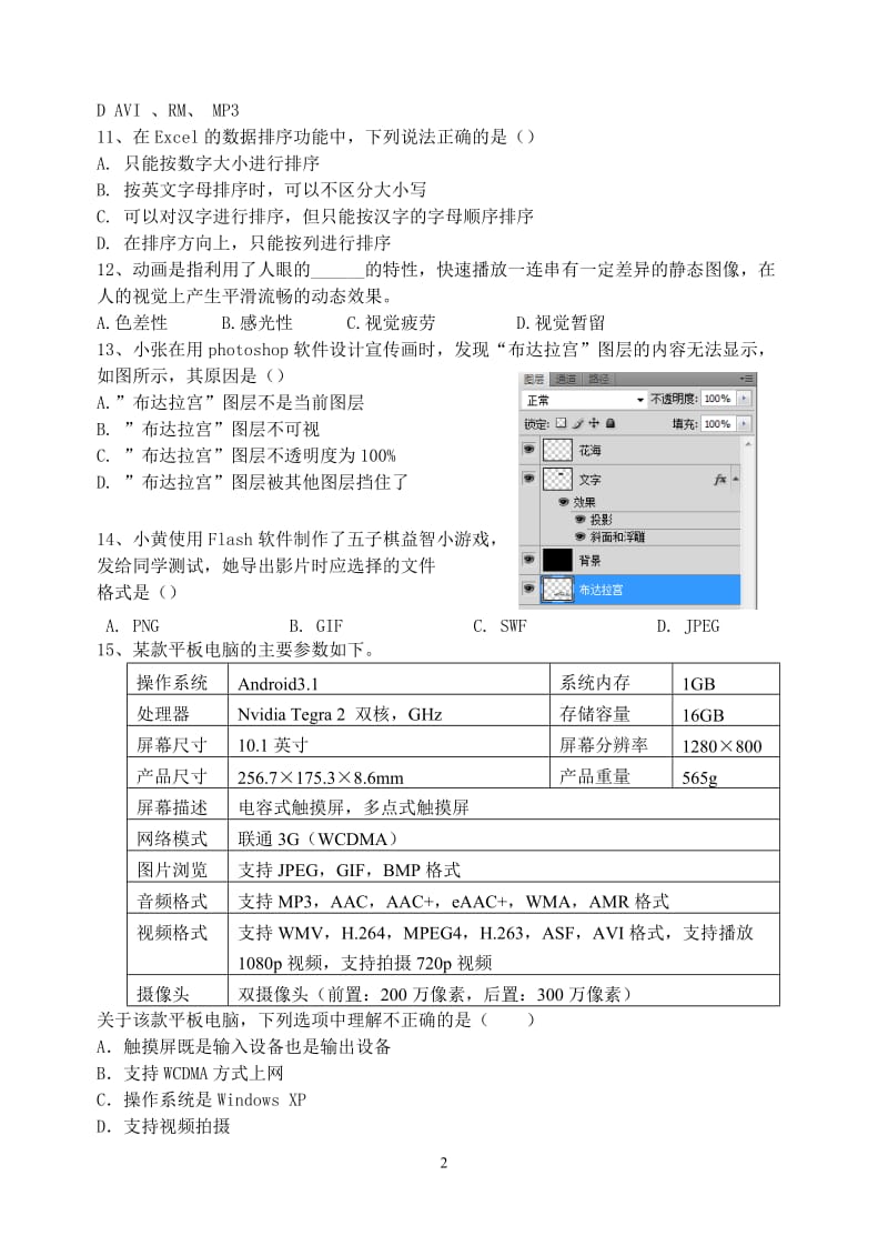 2015学年第一学期技术期中考试.doc_第2页