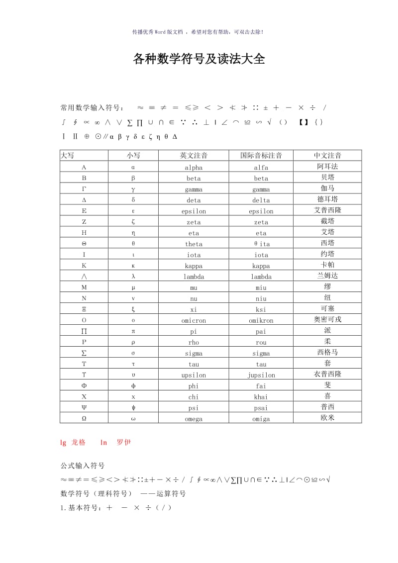 各种数学符号及读法大全Word版.doc_第1页