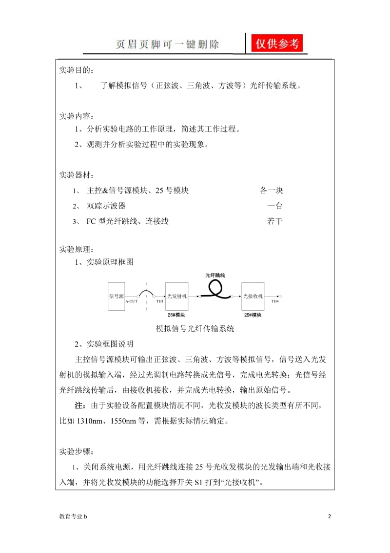 光纤通信实验报告3-模拟信号光纤传输系统[骄阳教育].doc_第2页