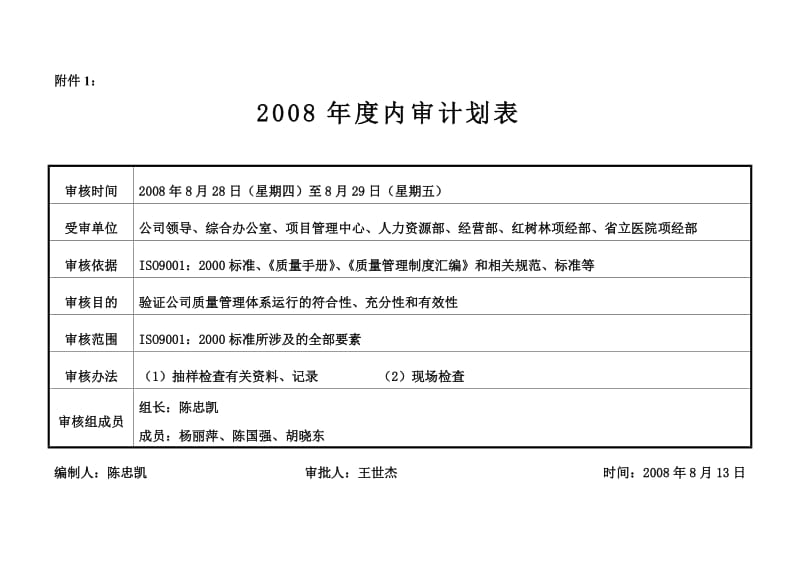 《内审计划表》.doc_第1页