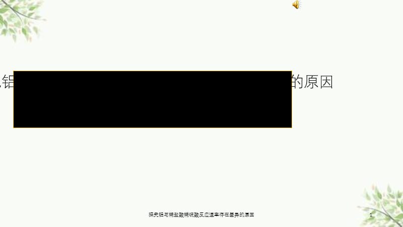 探究铝与稀盐酸稀硫酸反应速率存在差异的原因课件.ppt_第1页