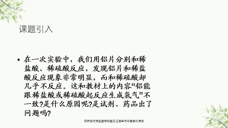 探究铝与稀盐酸稀硫酸反应速率存在差异的原因课件.ppt_第2页