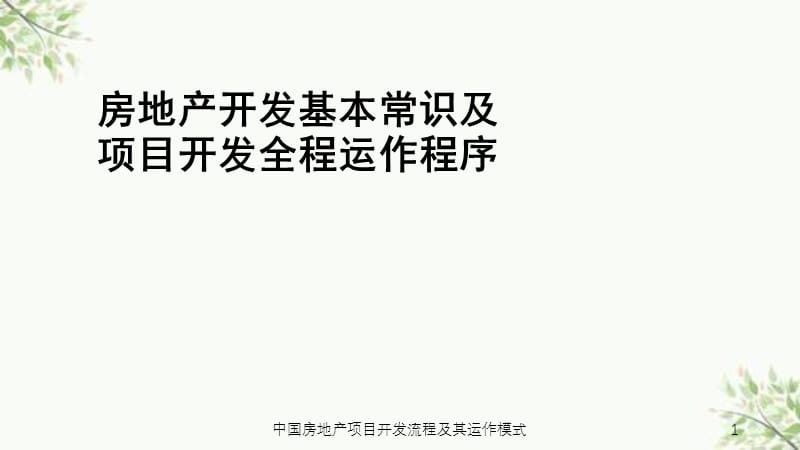 中国房地产项目开发流程及其运作模式课件.ppt_第1页