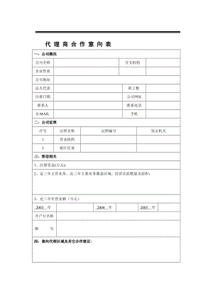 代理商合作意向表.doc