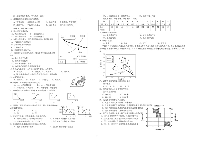 地球上的大气训练题（一）.doc_第2页