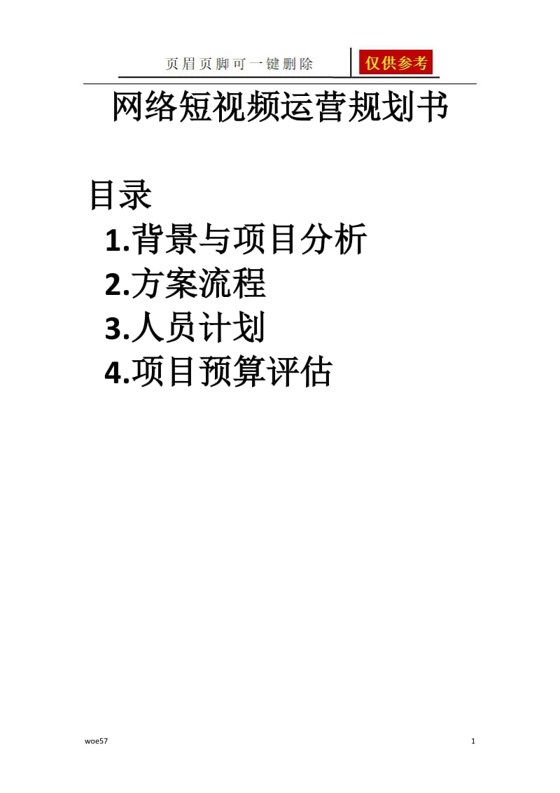 网络短视频运营规划书[优选资料].doc_第1页