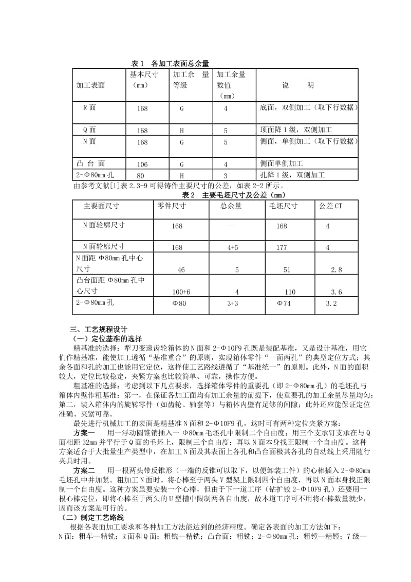 方案设计书犁刀变速齿轮箱体零件的机械加工工艺规程及钻N面6孔工序的专用夹具.doc_第3页