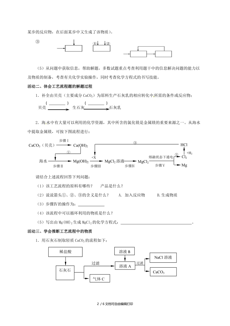 2019版中考化学专题复习 31 认识工艺流程图题活动学案2（新版）新人教版.doc_第2页