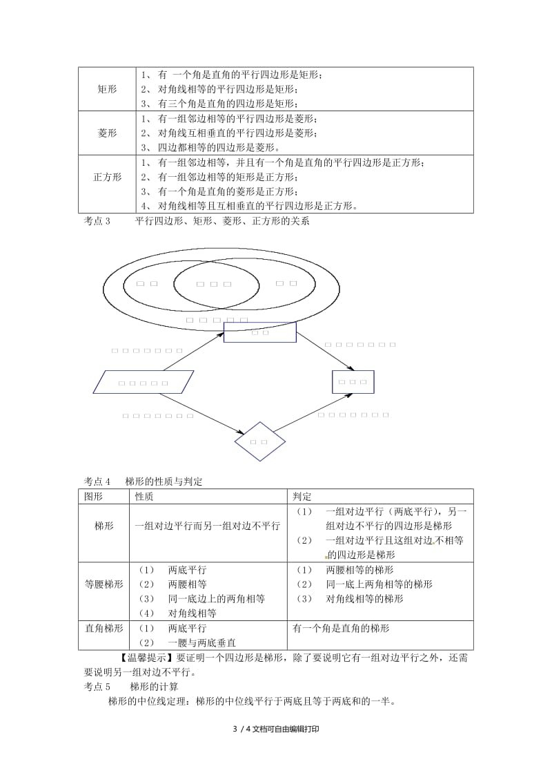 2019版中考数学复习第五章四边形讲义.doc_第3页