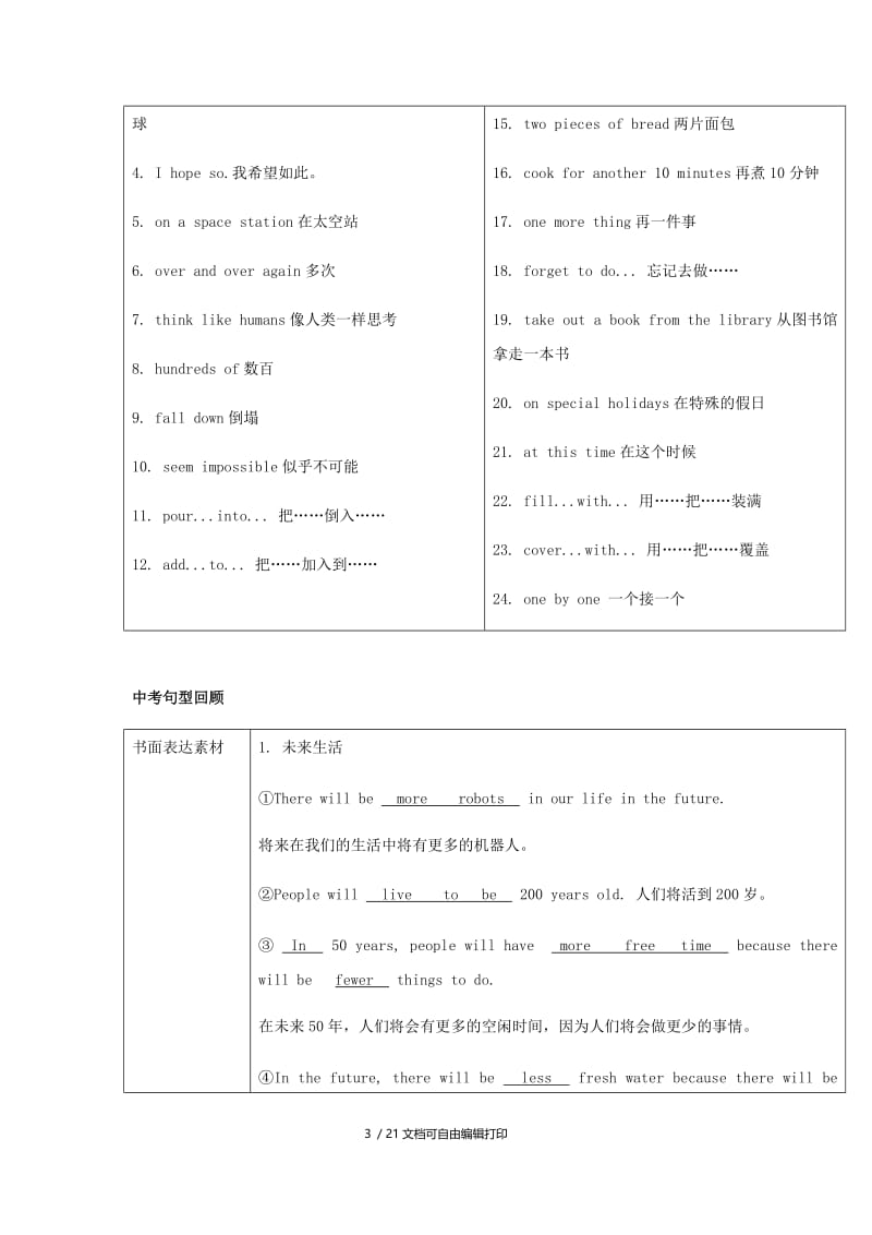 2019届中考英语复习 第一篇 语言基础知识 第8课 八上 Units 7-8基础知识.doc_第3页