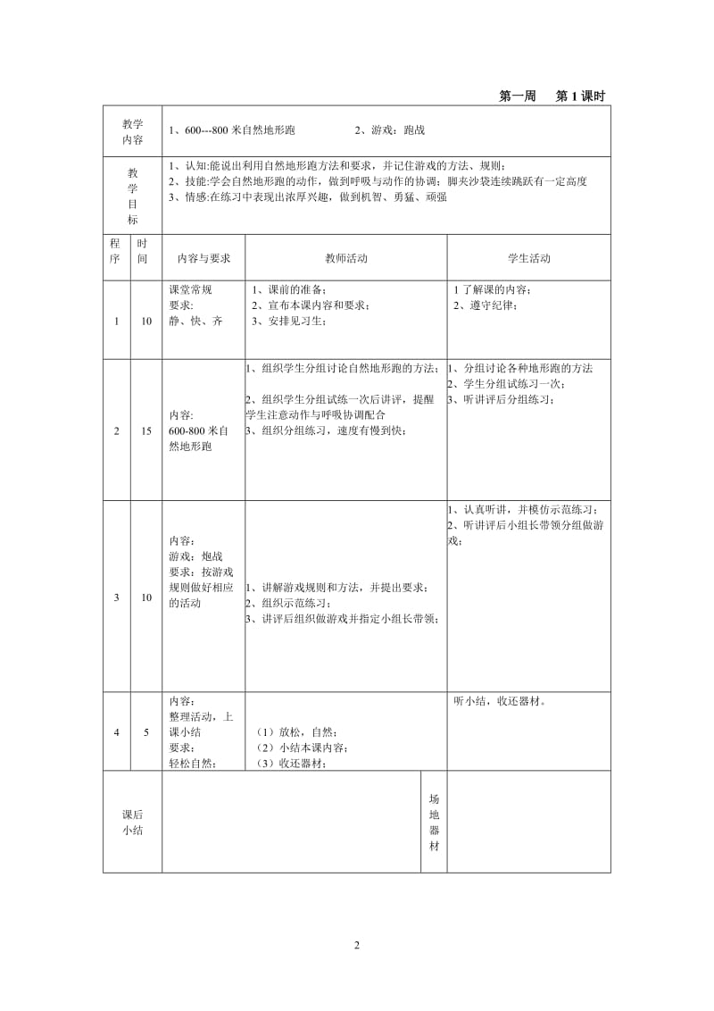 苏教版三年级下册体育与健康课教案.doc_第2页