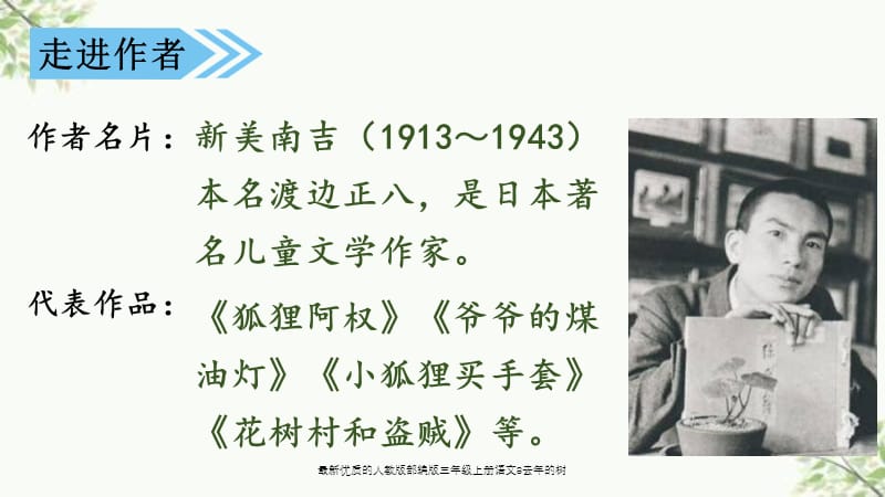 最新优质的人教版部编版三年级上册语文8去年的树课件.ppt_第3页