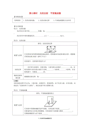 （北京专版）中考物理总复习 第12课时 光的反射 平面镜成像学案.doc