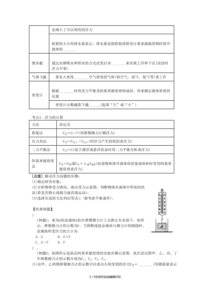 （北京专版）中考物理总复习 第07课时 浮力及其应用学案.doc_第3页