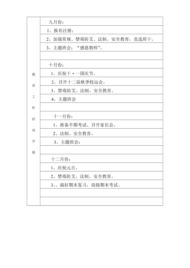 铜仁市第八小学六（2）班级工作计划表.doc_第2页