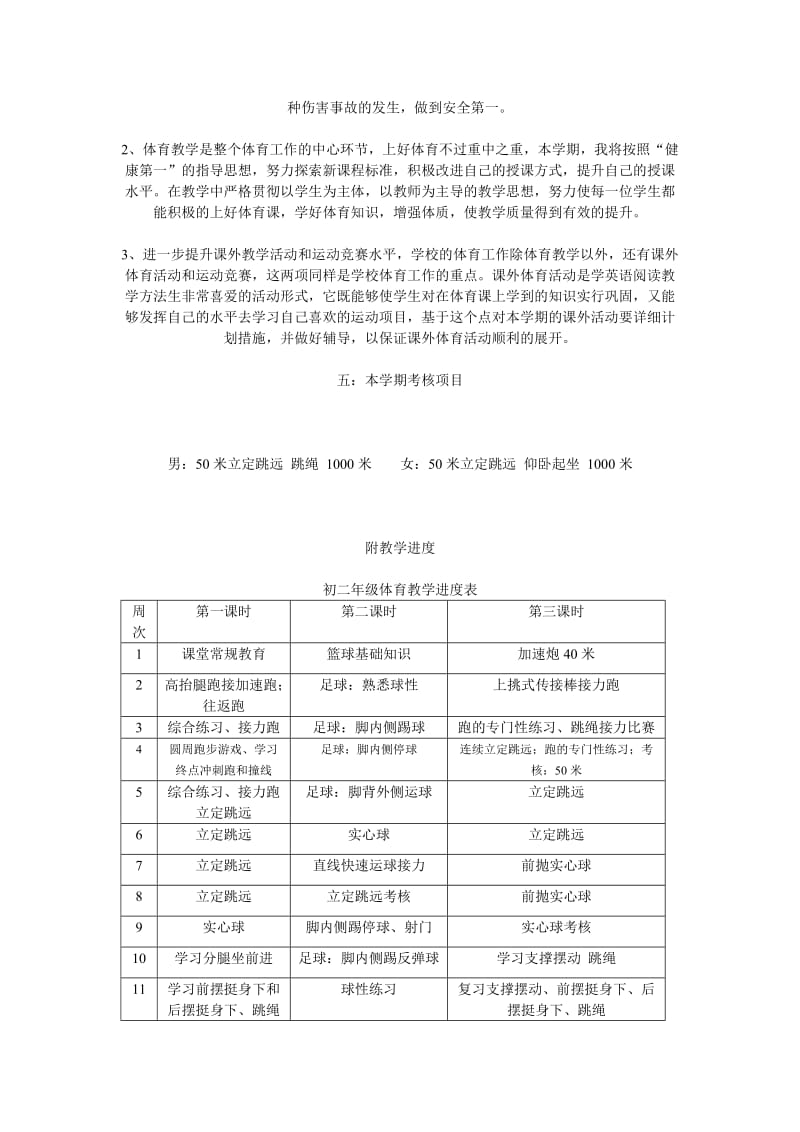 初二年级第一学期体育教学计划.doc_第2页