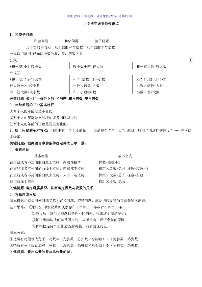 小学四年级奥数知识点Word编辑.doc_第1页