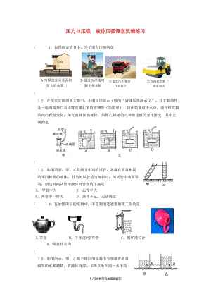 （北京专版）中考物理总复习 第05课时 压力与压强 液体压强练习.doc