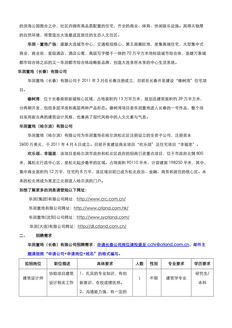 华润置地辽宁省公司(大连、沈阳、长春、哈尔滨)2012秋季校园招聘需求.doc_第3页