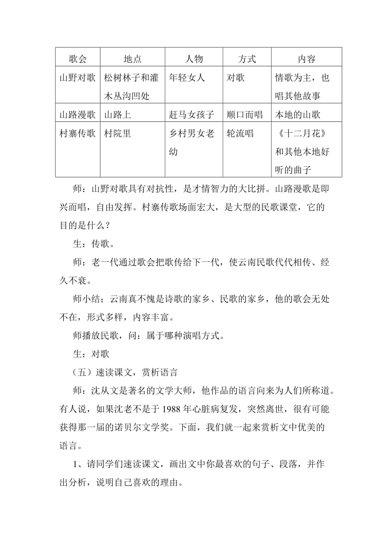 《云南的歌会》课堂实录.doc_第3页