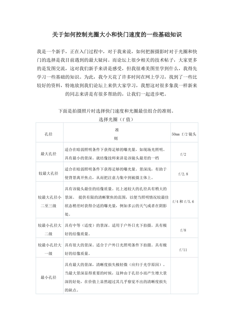 关于如何控制光圈大小和快门速度的一些基础知识.doc_第1页