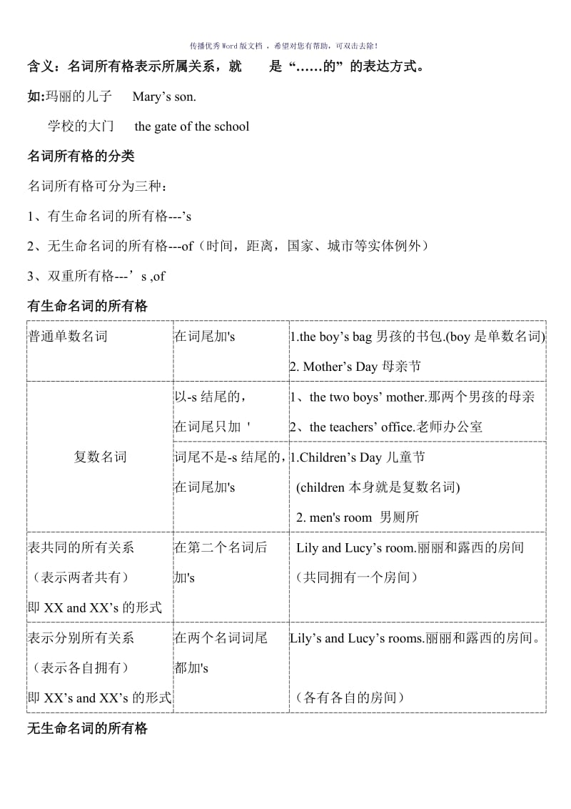 名词所有格带答案Word版.doc_第1页