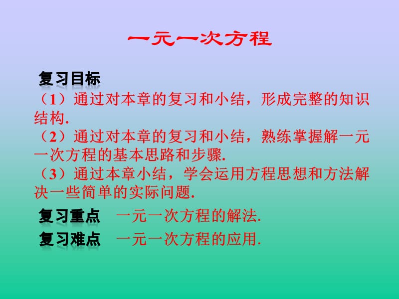 一元一次方程的复习课(公开课).ppt_第3页