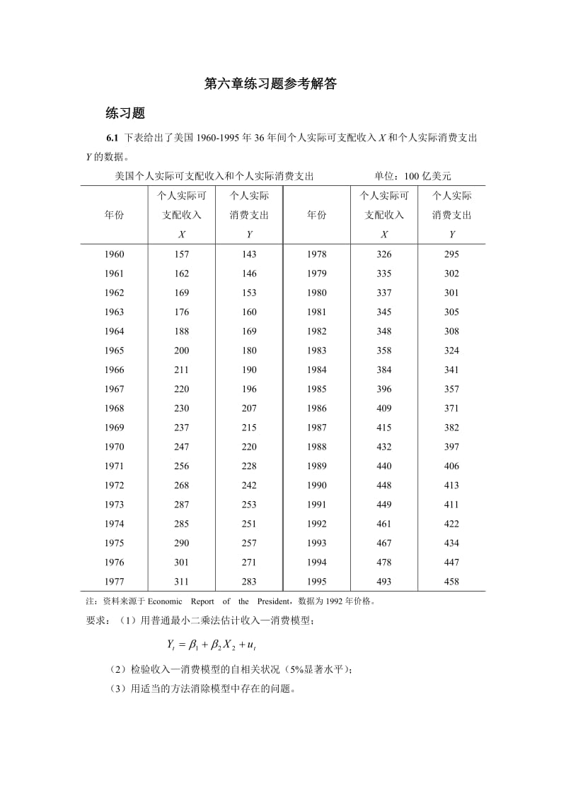 《计量经济学》多媒体教学课件-自相关练习题参考解答.doc_第1页