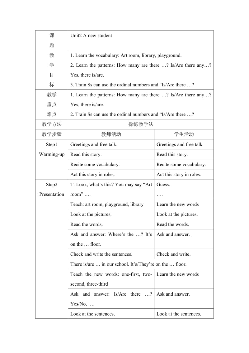 译林英语Unit2Anewstudent课时2教案.doc_第1页