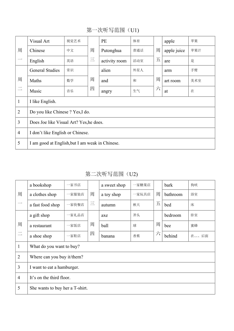 第一、二次听写范围.doc_第1页