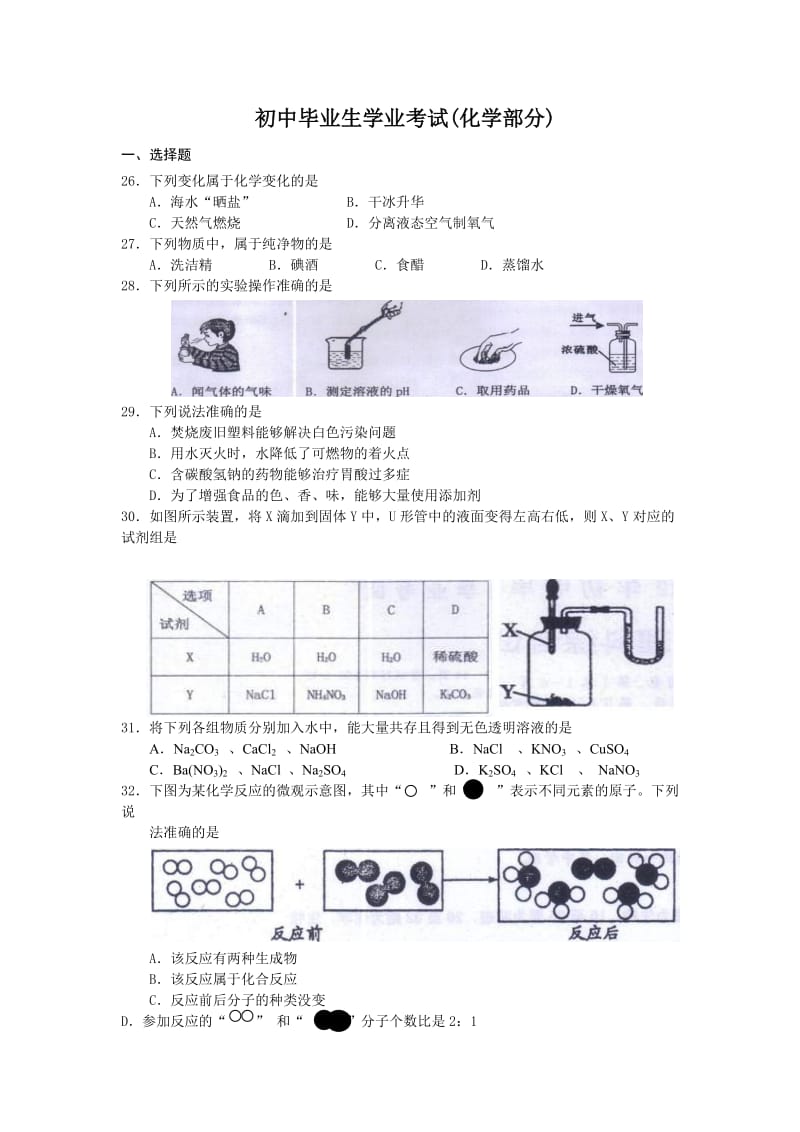 初中毕业生学业考试(化学部分).doc_第1页