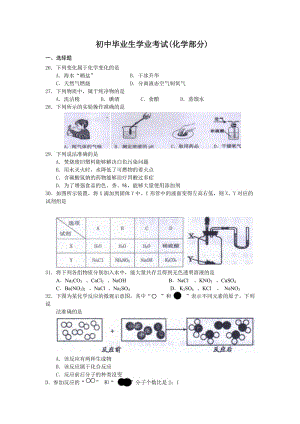 初中毕业生学业考试(化学部分).doc