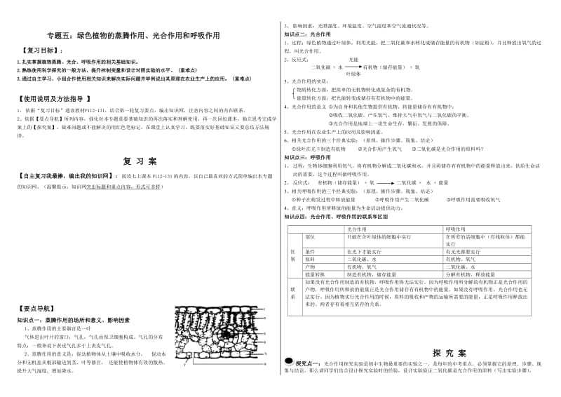 植物体的三大生理作用导学案.doc_第1页