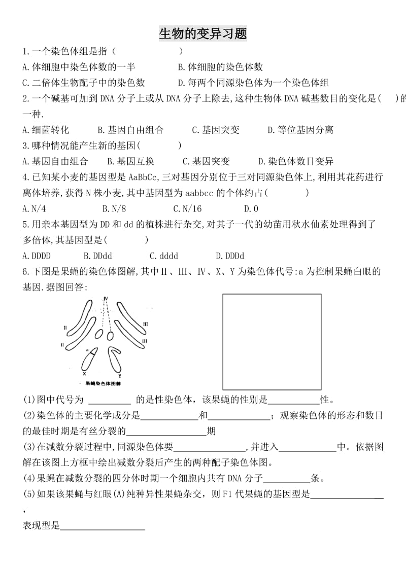 遗传和变异习题 课堂练习.doc_第2页