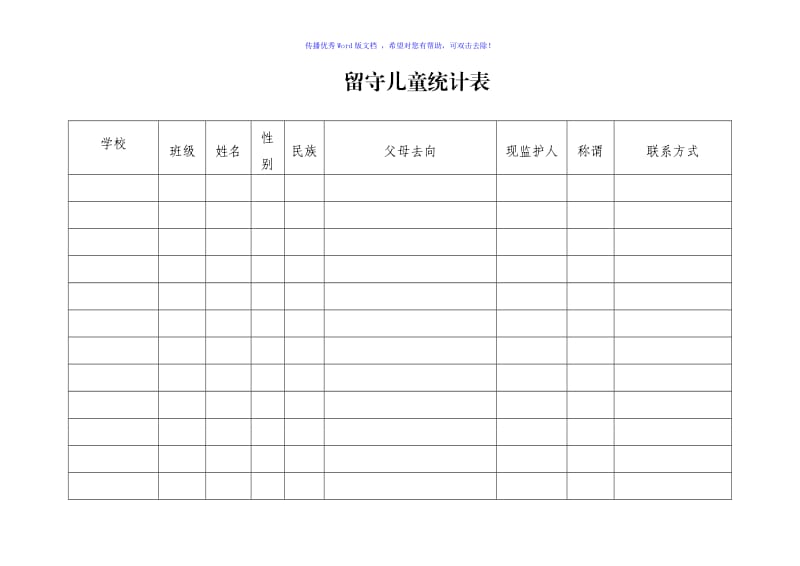 留守儿童统计表(汇总)Word编辑.doc_第1页