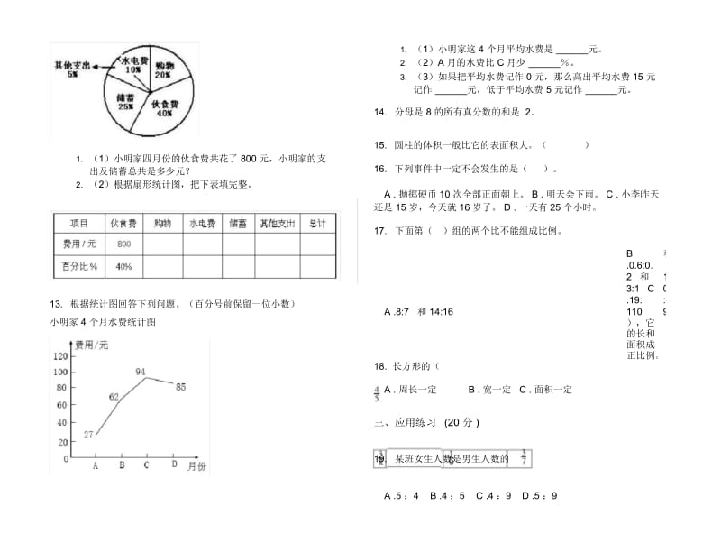 人教版六年级水平综合练习下学期数学期末试卷.docx_第2页