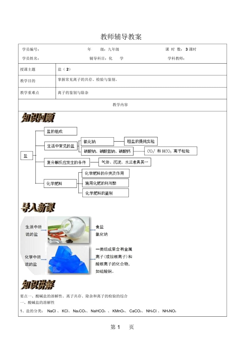 人教版九年级化学下册111生活中常见的盐(2)教案.docx_第1页